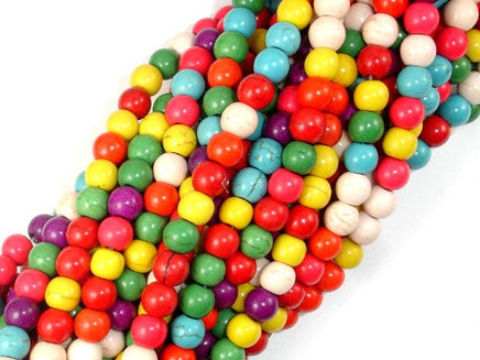 Howlite Beads, Multicolored, Round, 6mm-RainbowBeads