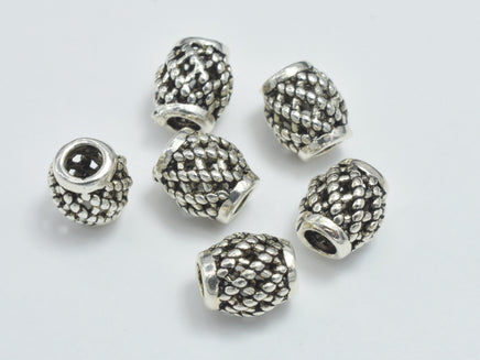 8pcs 925 Sterling Silver Beads-Antique Silver, Drum Beads-RainbowBeads