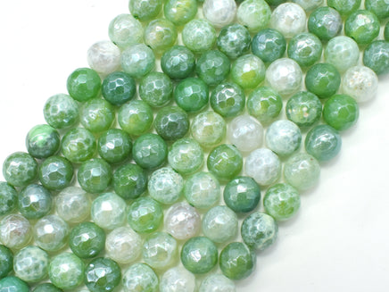 Mystic Coated Fire Agate- Green, 8mm Faceted-RainbowBeads