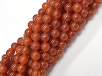 Jade - Orange, 8mm, Round-RainbowBeads