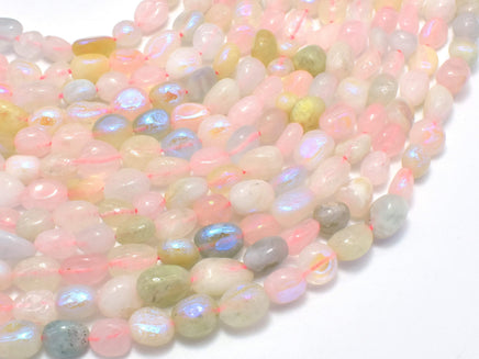 Mystic Coated Beryl, Aquamarine, Morganite, Heliodor, AB Coated, 6x8 Nugget-RainbowBeads