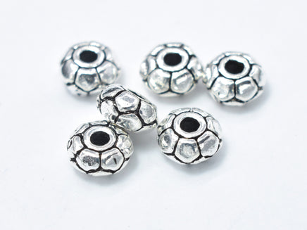 8pcs 925 Sterling Silver Beads-Antique Silver, 5mm Rondelle Beads, Spacer Beads, 5x2.4mm Hole 1.4mm-RainbowBeads