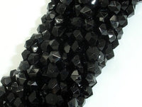 Black Onyx Beads, 6mm Star Cut Faceted Round, 14 Inch-RainbowBeads