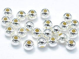 15pcs 925 Sterling Silver Beads, 4mm Round Beads-RainbowBeads