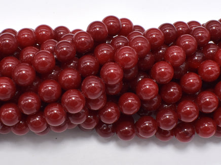 Jade Beads, Red, 8mm Round Beads-RainbowBeads
