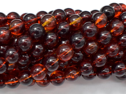 Amber Resin-Red, 8mm Round Beads, 33 Inch, Approx 108 beads-RainbowBeads