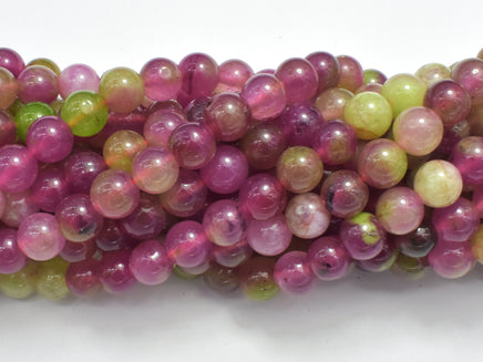 Jade - Pink, Green, 8mm, Round-RainbowBeads