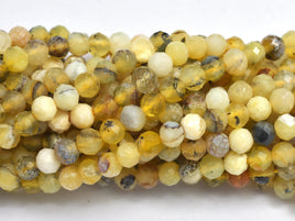 Yellow Opal 4mm Micro Faceted Round-RainbowBeads