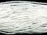 White Jade Beads, Round, 4mm (4.6mm)-RainbowBeads