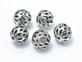 2pcs 925 Sterling Silver Beads-Antique Silver, 8mm Round Beads, Spacer Beads, Hole 1mm-RainbowBeads