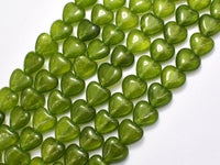 Jade - Green 12mm Heart Beads-Rainbow Beads