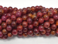 Jade - Orange, Red, 8mm Round-RainbowBeads