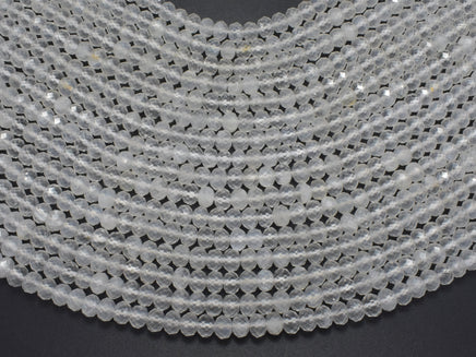 White Moonstone, 4x6mm Faceted Rondelle-RainbowBeads