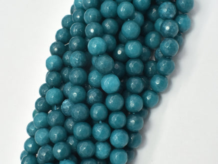 Jade Beads, Peacock Green, 8mm Faceted Round-RainbowBeads