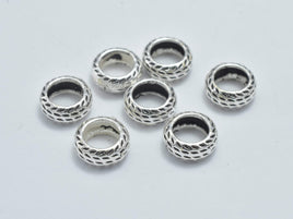 8pcs 925 Sterling Silver Beads-Antique Silver, 6mm Rondelle Beads-RainbowBeads