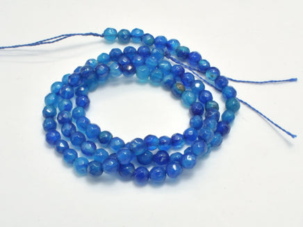 Agate Beads-Blue, 4mm Faceted Round, 15 Inch-RainbowBeads