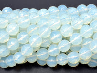 White Opalite Beads, Faceted Round, 10mm (9.6 mm), 14.5 Inch-RainbowBeads