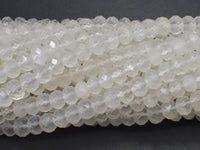 White Moonstone, 4x6mm Faceted Rondelle-RainbowBeads