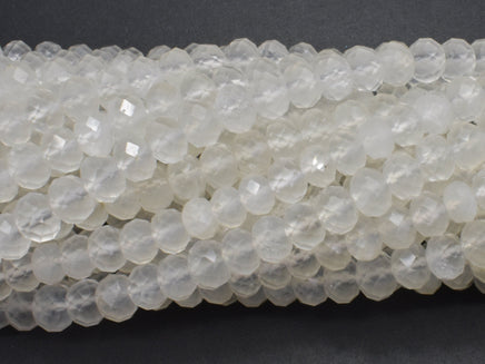 White Moonstone, 4x6mm Faceted Rondelle-RainbowBeads