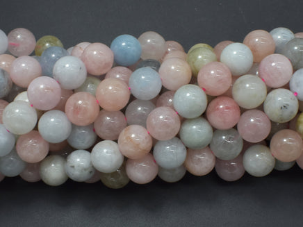 Beryl Beads, Aquamarine, Morganite, Heliodor, 10mm, Round-RainbowBeads