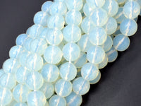 White Opalite Beads, Faceted Round, 10mm (9.6 mm), 14.5 Inch-RainbowBeads