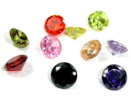 CZ Beads, 8mm Round Diamond Brilliant Cut, Pointed Back-RainbowBeads