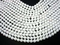 White Jade Beads, 8mm Star Cut Faceted Round-RainbowBeads