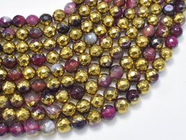 Mystic Coated Banded Agate - Fuchsia & Gold, 6mm, Faceted-RainbowBeads