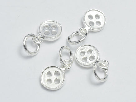 4pcs 925 Sterling Silver Charms, Button Charms, 6.8mm Coin-RainbowBeads