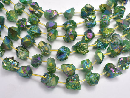 Raw Quartz - AB Coated Green, Approx. 12x15mm Nugget-RainbowBeads