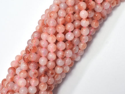 Jade - Peach White 6mm (6.3mm) Round-RainbowBeads