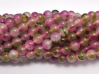 Jade-Fuchsia Green White 8mm Round-RainbowBeads