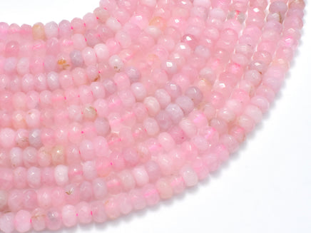 Madagascar Rose Quartz Beads, 4x6mm (3.5x5.5mm) Faceted Rondelle-RainbowBeads