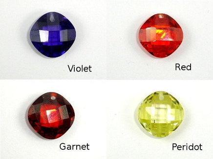 CZ beads,14x14mm Faceted Cushion Pendant Beads-RainbowBeads