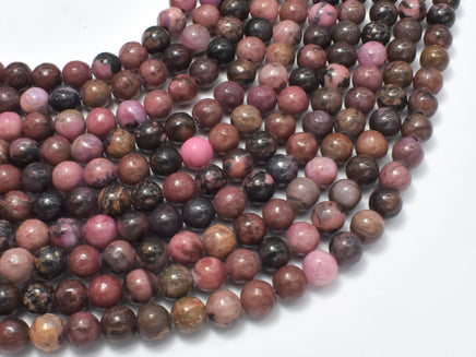 Rhodonite Beads, Round, 6mm (6.5mm)-RainbowBeads