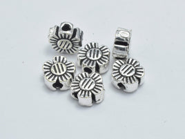 6pcs 925 Sterling Silver Beads-Antique Silver, 5mm Flower Beads-RainbowBeads