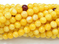 Amber Resin-Yellow, 8mm Round Beads, 33 Inch, Approx 108 beads-RainbowBeads