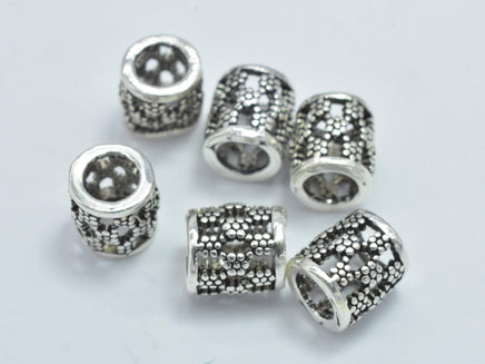 4pcs 925 Sterling Silver Beads-Antique Silver, 5.5x6mm Filigree Tube Beads-RainbowBeads