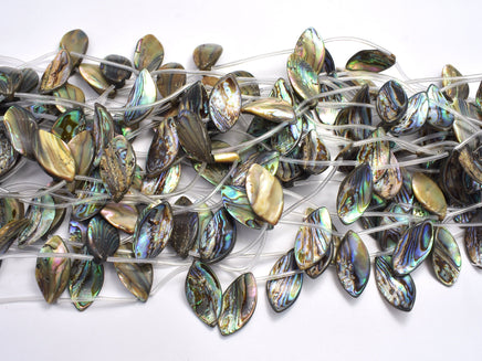 Abalone 13x25mm Curved Marquise Beads, Side Drilled, 14 Inch-RainbowBeads