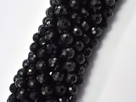 Black Tourmaline Beads, 8mm (8.4mm) Faceted Round-RainbowBeads