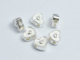 4pcs 925 Sterling Silver Heart Beads, 6x5.5mm-RainbowBeads