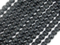 Matte Black Onyx Beads, 6mm Round Beads-with polished line-RainbowBeads