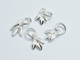 4pcs 925 Sterling Silver Leaf Charms, 6x9mm-RainbowBeads