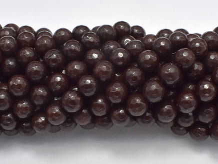 Jade Beads, Coffee, 8mm Faceted Round, 14.5 Inch-RainbowBeads