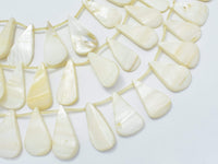 Mother of Pearl, Creamy White Shell, Top Drilled Flat Teardrop, Approx. 15x28mm-RainbowBeads