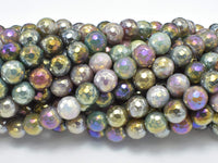 Mystic Coated Indian Agate, Fancy Jasper, 8mm (8.3mm) Faceted Round, AB Coated-RainbowBeads