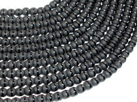 Matte Black Onyx Beads, 6mm Round Beads-with polished line-RainbowBeads