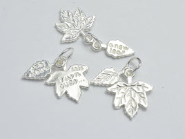 1set 925 Sterling Silver Charm, Maple Leaf Charm, Maple Leaf 13x14mm, Small Leaf 5.5x12.5mm-RainbowBeads