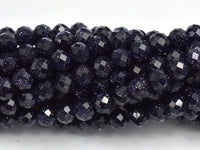 Blue Goldstone 4mm Micro Faceted Round-RainbowBeads