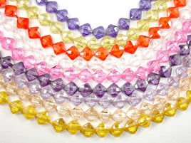 Cubic Zirconia Beads, CZ beads, 6 x 6 mm Faceted Diamond Beads, 6 Inch, 1 strand, 20 beads, Hole 0.8 mm, A quality (DI0606)-RainbowBeads